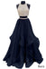 Two Piece Floor Length Burgundy Prom Dress Beaded Open Back Evening Gown DM603