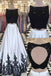 2 Pieces Black And White A-line Lace Top Open Back Prom Dresses DMJ62