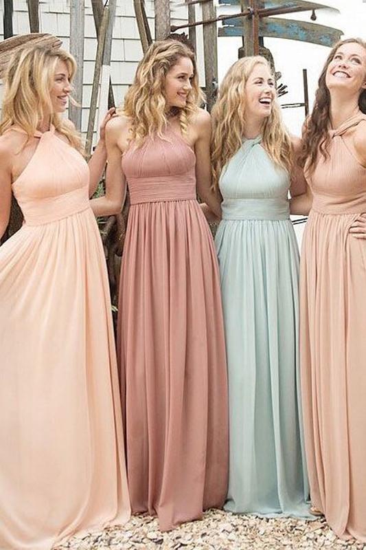 Beautiful Long Chiffon A Line Cheap Bridesmaid Dresses stunning for Weddings DM111