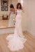 Princess Off Shoulder Court Train Chiffon Long Wedding Dress with Lace Appliques DMA51