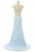 Elegant Mermaid Sweetheart Chiffon Sweep Train Split Front Light Sky Blue Prom Dresses DM621