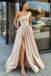 Simple A-Line Satin One-Shoulder Sleeveless Long Prom Dresses With Pockets DM1865