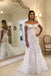 Off The Shoulder Cap Sleeves Mermaid Wedding Dresses Lace Appliques Wedding Gowns DMP80