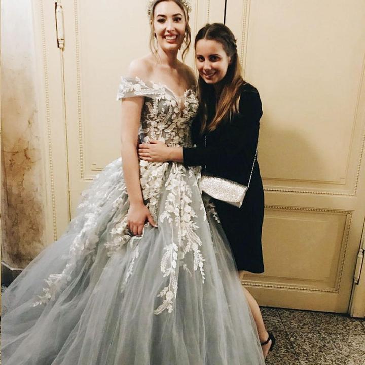 Off the Shoulder Grey Tulle Applique Charming Cheap Long Ball Gown Prom Dress DME48