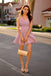 Cute A-Line Spaghetti Straps Short Purple Chiffon Homecoming Dress with Lace Top DMA98