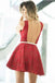 Sexy A-Line Illusion Red Lace Mini Homecoming Dress with Beading DMA99