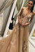 A Line Tulle Long Appliques Deep V Neck Prom Dress With Beading DMF66
