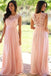 Pink Bridesmaid Dresses Lace Top Long Chiffon Wedding Party Dresses DMO17