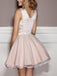 Pink Appliqued A Line Homecoming Dresses V Neck Short Hoco Dress DMO9