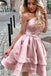 Princess A Line One Shoulder Pink Short Homecoming Dresses DMO47
