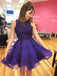 A-Line Princess Tulle Beading Appliques Purple Short Homecoming Dresses DM1033