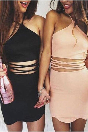 Fashion Halter Sheath Sleeveless Mini Cocktail Dresses, Homecoming Dress DMD66