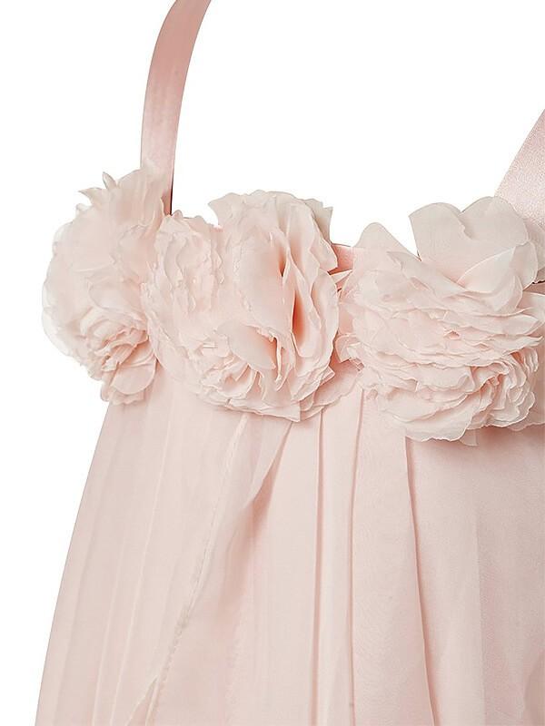 Princess Pink A-Line Chiffon Sleeveless Floor-Length Flower Girl Dress DM705