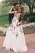 Charming V Neck Floral Embroidery Long Lace Prom Dress with Pocket DMJ1