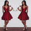 Burgundy Short Cute Simple Spaghetti Straps Homecoming Dress DM201