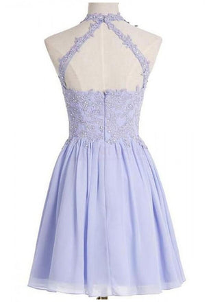 Charming Chiffon A Line Short Homecoming Dress,Sexy Prom Dresses With Appliques DM458