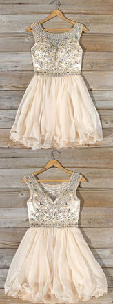 Cute Chiffon A Line Sleeveless Homecoming Dresses With Beading,Short Prom Dresses DM338