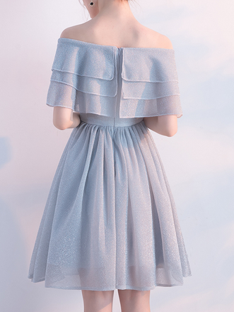 Elegant Short Off Shoulder Chiffon Homecoming Dresses,Cocktail Party Dresses DM469