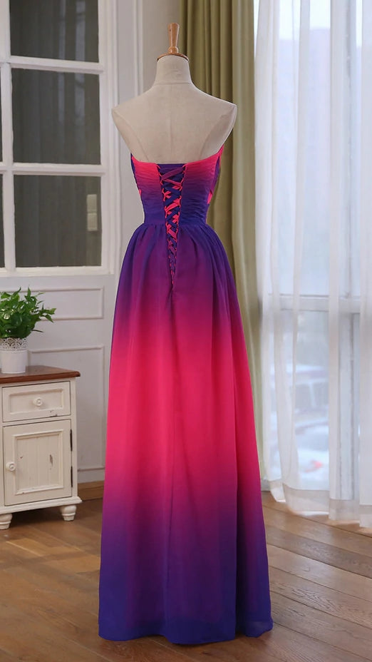 Beautiful Sweetheart Gradient Beaded Prom Dresses, Ombre A-line Long Evening Dress DMP183