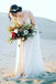Boho A Line Lace Appliques Tulle Long Beach Wedding Dresses DMD54
