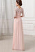 Half Sleeves Pink Lace Chiffon Bridesmaid Dresses,Simple Prom Dresses DMO82