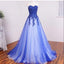 Long Sweetheart Lace Beading Elegant Modest Royal Blue Prom Dresses,Ball Gown Prom Dress DM246