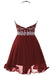 Chiffon Burgundy A Line Halter Homecoming Dresses With Beading,Short Prom Dress DM331