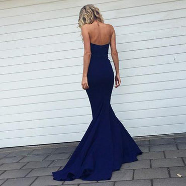 Sexy Mermaid Sweetheart Sweep Train Royal Blue Bridesmaid Dresses DM448