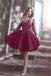 Long Sleeves Sparkly Prom Dresses,Short Purple Homecoming Dress,Sweet 16 Dress DM472