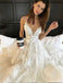 Sexy Deep V neck Lace Backless Bridal Dresses,Spaghetti Straps Beach Long Wedding Dress DM242