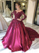 Long Sleeves Lace Appliques Burgundy Court Train Ball Gown Prom Dresses DMS8