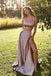 A-Line Sexy Slit Backless Cheap Straps Long Simple Prom Dress DMI91