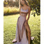 A-Line Sexy Slit Backless Cheap Straps Long Simple Prom Dress DMI91
