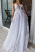 White Deep V Neck Beach Wedding Dresses Spahetti Straps Lace Bridal Dresses DMP89