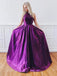 Cheap Purple Backless Long Prom Dresses With Pockets DMK51