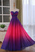 Beautiful Sweetheart Gradient Beaded Prom Dresses, Ombre A-line Long Evening Dress DMP183