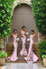 New Arrival Pink stunning Spaghetti Straps Lace High Quality Mermaid Long Bridesmaid Dresses DM345