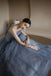 Chic Blue Sparkly Tulle Ball Gown Prom Dresses, Long Formal Gown With Rhinestone DMP156