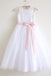 White Lace Flower Girl Dress Pink Sash Baby Girls Dress Lace Tulle White Flower Girl Dress DM210