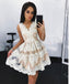 Off White Lace Short Prom Dress, Cute A Line Homecoming Dresses DMD97