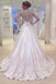White A Line V Neck Long Sleeves Appliques Wedding Dresses With Sweep Train DM525