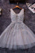 Gray Homecoming Dresses,Princess Homecoming Dresses,Lace Homecoming Dresses,Appliques Prom Dresses,Gray Prom Dresses,Tulle Prom Dresses,Party Dresses for Girls