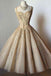 Elegant A-Line Straps Sweetheart Tea-Length Sleeveless Homecoming Dresses DMD92