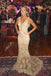 Elegant Mermaid Lace Appliques Long V Neck Prom Dress DME13