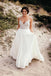 Spaghetti Strap Beaded Ivory Chiffon V Neck Long Cheap Wedding Dresses DMH70