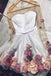 A Line Round Neck Long Sleeves Flower Short Homecoming Dresses With Flowers DMM66