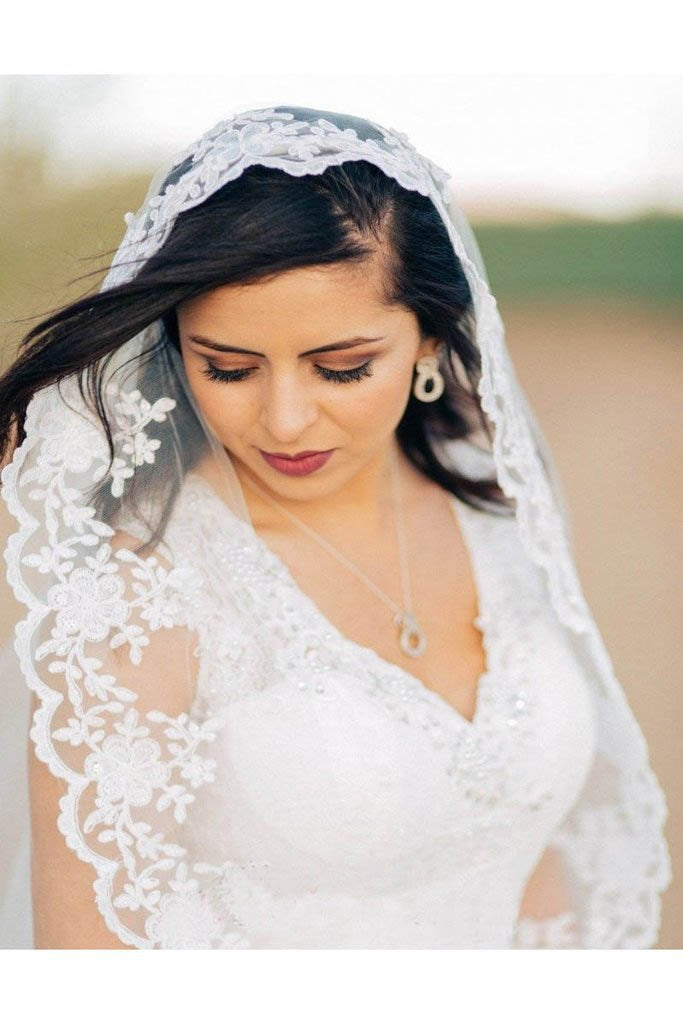 3 Meters Long Tulle Wedding Veil Lace Applique Edge WV8