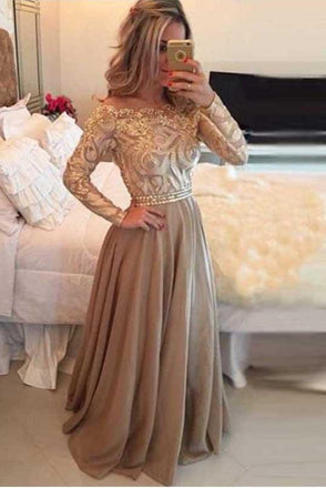 Unique A-Line Long Sleeves Formal Prom Dresses/Evening Dresses DM185