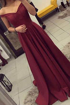 Simple Burgundy Off The Shoulder Long Prom Dresses/Evening Gown DM133