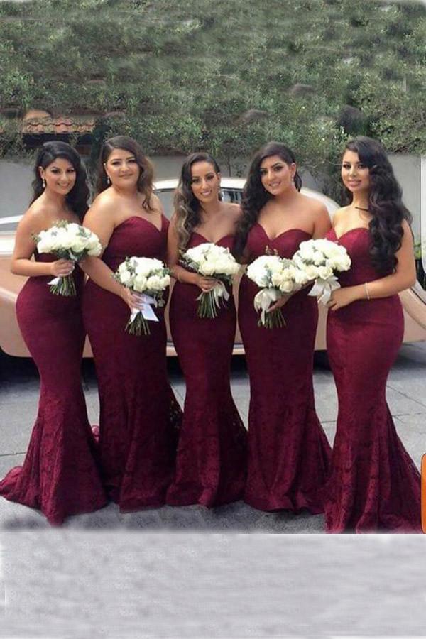 Elegant Bridesmaid Dresses,Sweetheart Bridesmaid Dress.Burgundy Bridesmaid Dresses,Lace Bridesmaid Dress,Mermaid Bridesmaid Gown,Long Bridesmaid Dresses,Cheap Bridesmaid Dresses